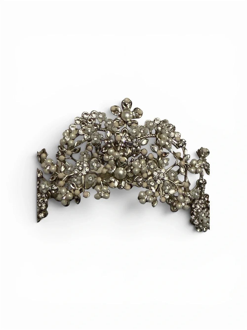 Maria Elena Floral Pearl and Crystal Bridal Tiara - White